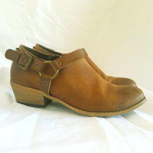 Women's Leather Ankle Booties - size 8.5 -Toffee